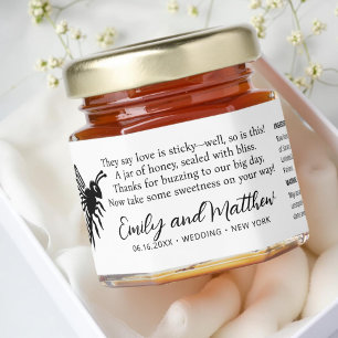 Modern Chic Watercolor Bee Funny Nutritional Info Honey Jar Favors