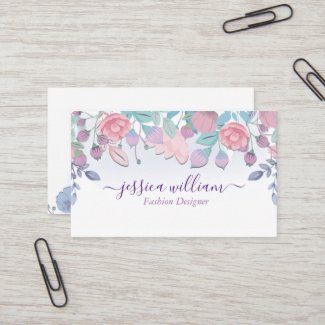 Modern Chic Watercolor Blue Hydrangeas Floral  Bus