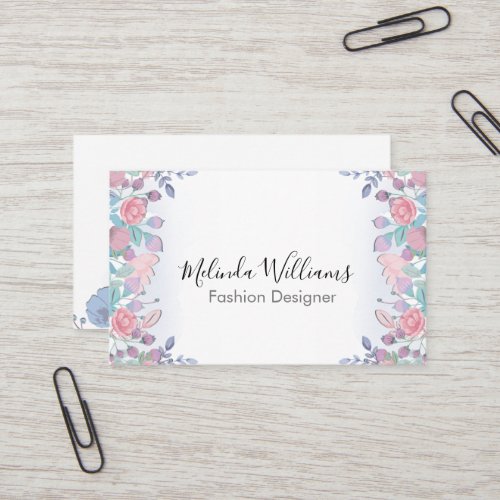 Modern Chic Watercolor Blue Hydrangeas Floral  Business Card