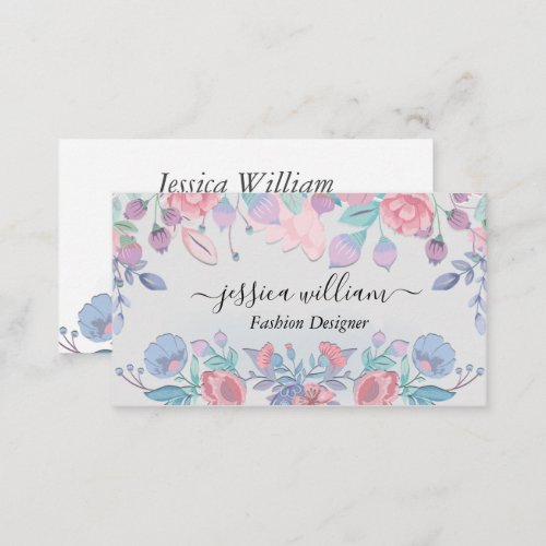 Modern Chic Watercolor Blue Hydrangeas Floral Calling Card