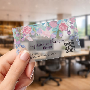 Modern Chic Watercolor Blue Hydrangeas Floral Clear Business Cards