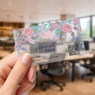 Modern Chic Watercolor Blue Hydrangeas Floral Clear Business Cards