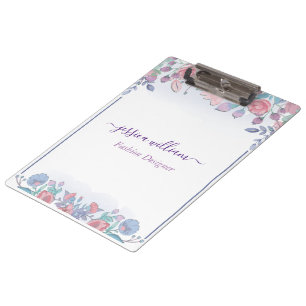 Modern Chic Watercolor Blue Hydrangeas Floral Clipboard