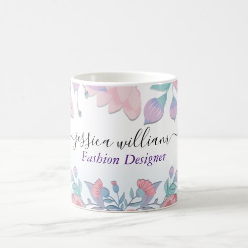 Modern Chic Watercolor Blue Hydrangeas Floral  Coffee Mug