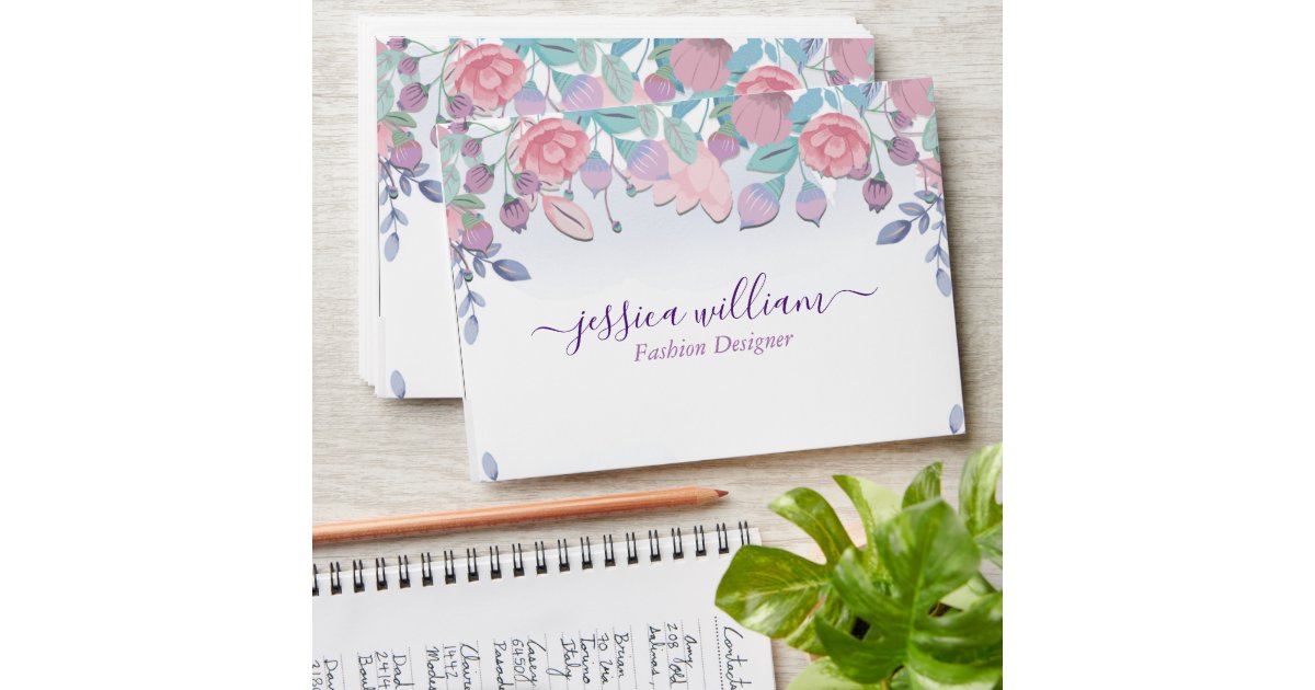 Modern Chic Watercolor Blue Hydrangeas Floral Envelope | Zazzle