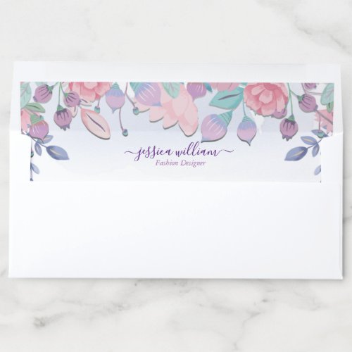 Modern Chic Watercolor Blue Hydrangeas Floral   Envelope Liner