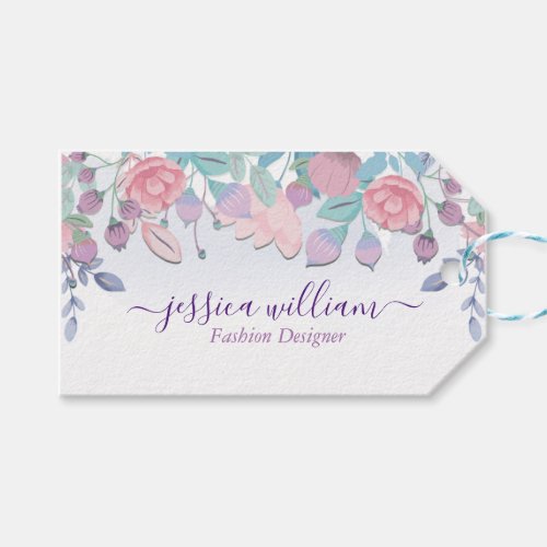 Modern Chic Watercolor Blue Hydrangeas Floral  Gift Tags