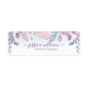Modern Chic Watercolor Blue Hydrangeas Floral Label