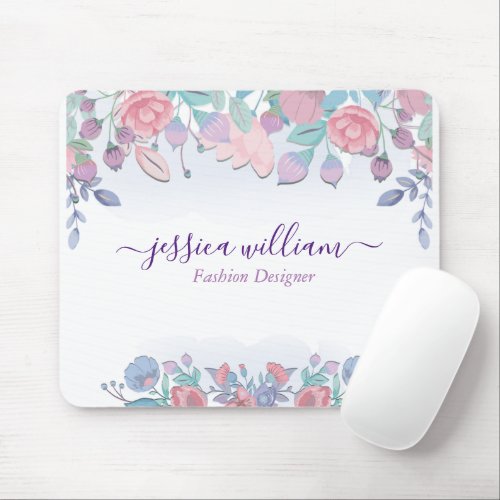Modern Chic Watercolor Blue Hydrangeas Floral Mouse Pad