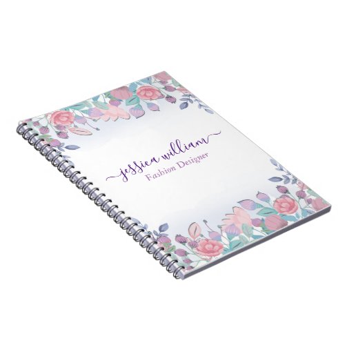 Modern Chic Watercolor Blue Hydrangeas Floral   Notebook