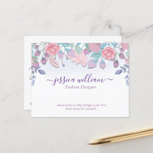 Modern Chic Watercolor Blue Hydrangeas Floral Postcard