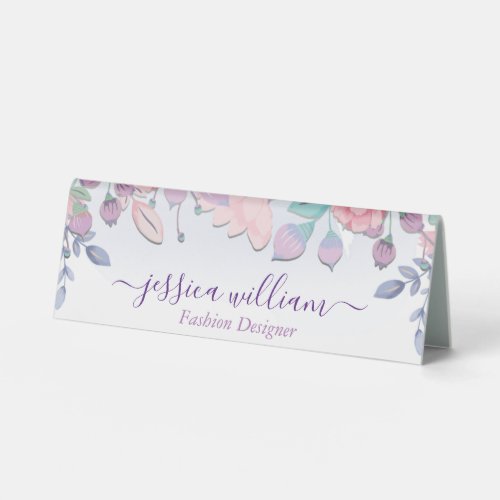 Modern Chic Watercolor Blue Hydrangeas Floral   Table Tent Sign