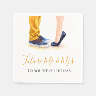 Modern Chic Watercolor Couple Engagement Party Napkins