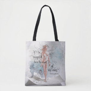 Modern Chic Watercolor Feminist Line Art Tote Bag