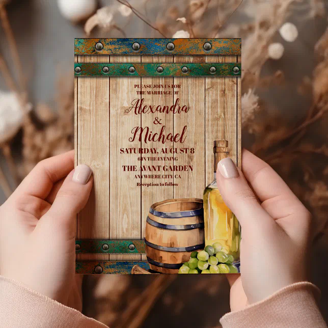 Modern Chic Watercolor Vineyard Landscape Wedding Invitation | Zazzle