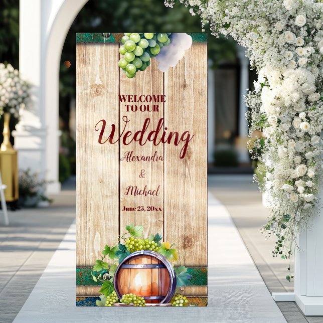 Modern Chic Watercolor Vineyard Landscape Wedding  Retractable Banner (Creator Uploaded)
