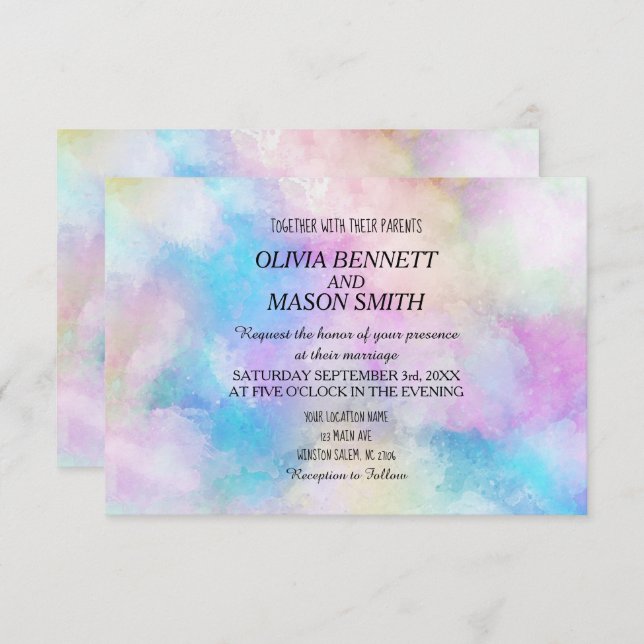Modern Chic Watercolor Wedding Invitation (Front/Back)