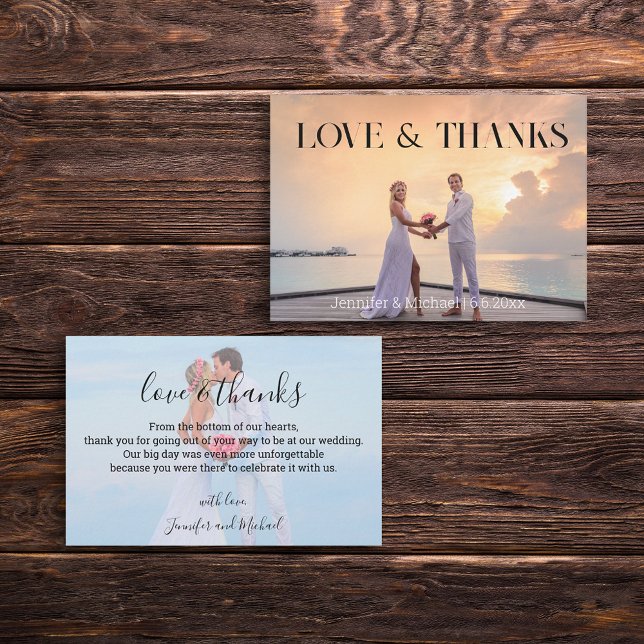 modern chic wedding 2 photos  thank you wedding note card (Creator Uploaded)