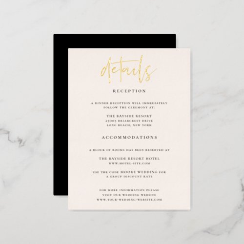 Modern Chic Wedding Details Foil Enclosure Card