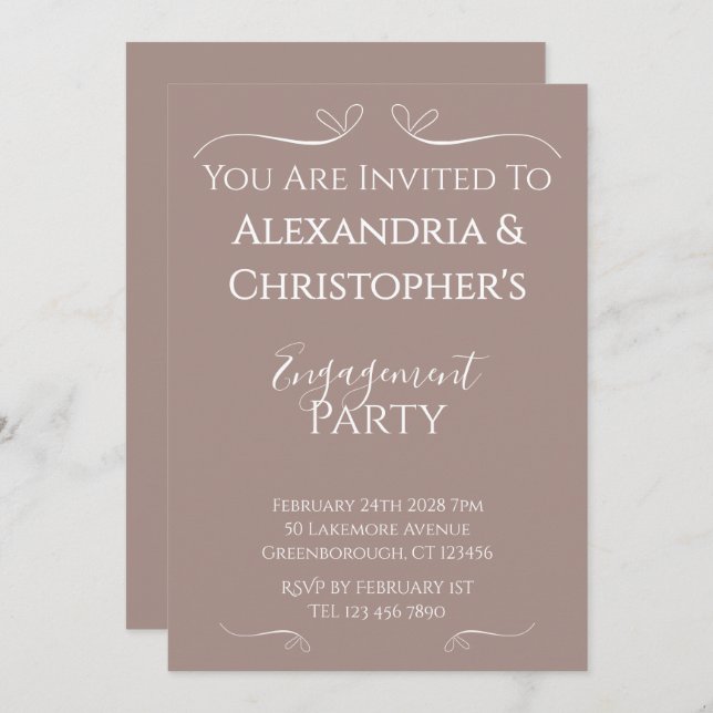Modern Chic Wedding Engagement Party Invitation (Front/Back)