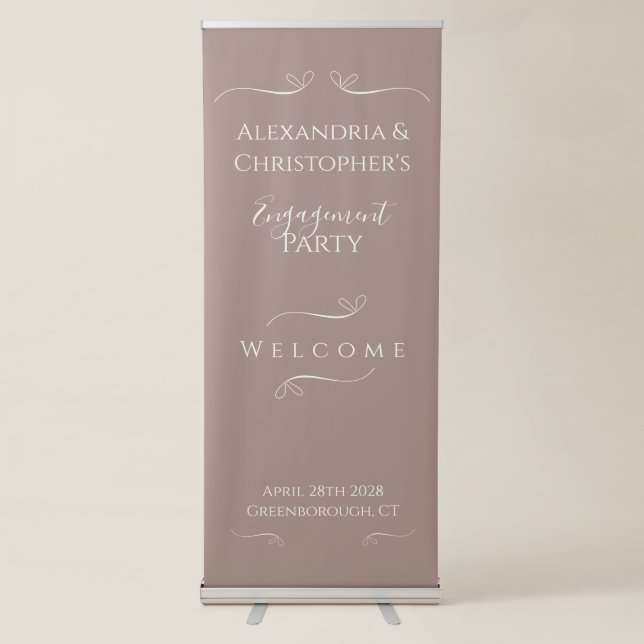 Modern Chic Wedding Engagement Party Retractable Banner (Front)