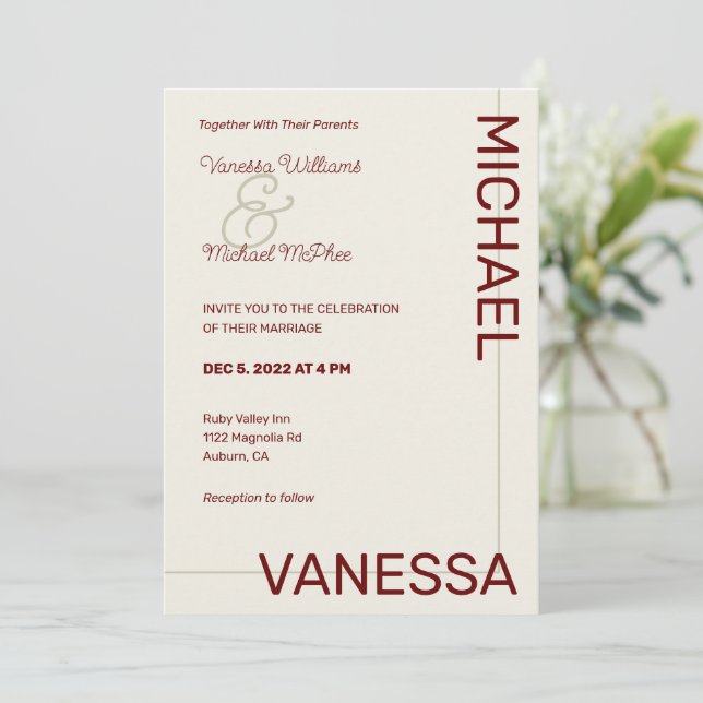 Modern Chic Wedding  Invitation (Standing Front)