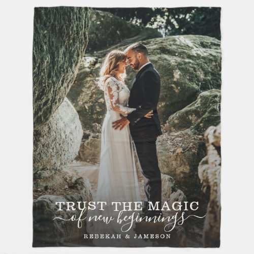 Modern Chic Wedding Love Couple Trust Magic Photo Fleece Blanket