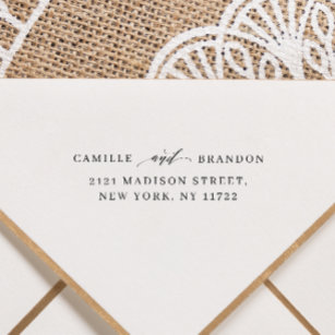 Modern Chic Wedding Return Address Script Self-inking Stamp
