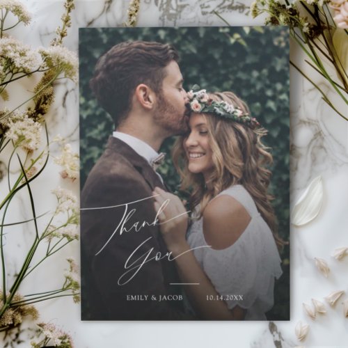 Modern Chic Wedding Thank You 2 Photo Card