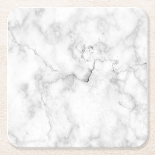 modern chic white and black marble square paper coaster