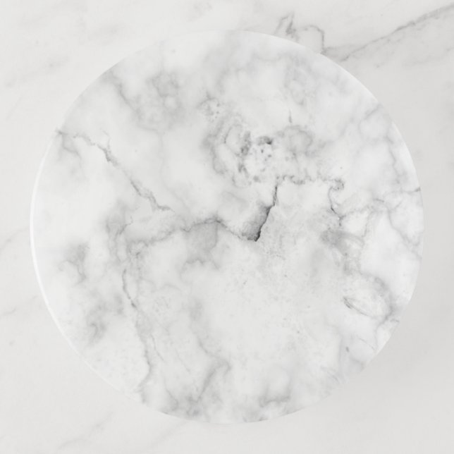 modern chic white and black marble     trinket tray (Front)
