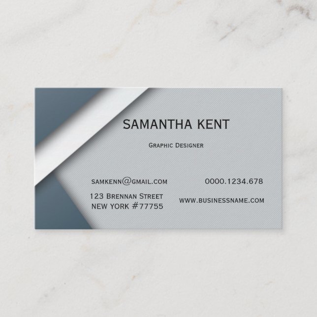 Modern chic white and gray business card (Front)