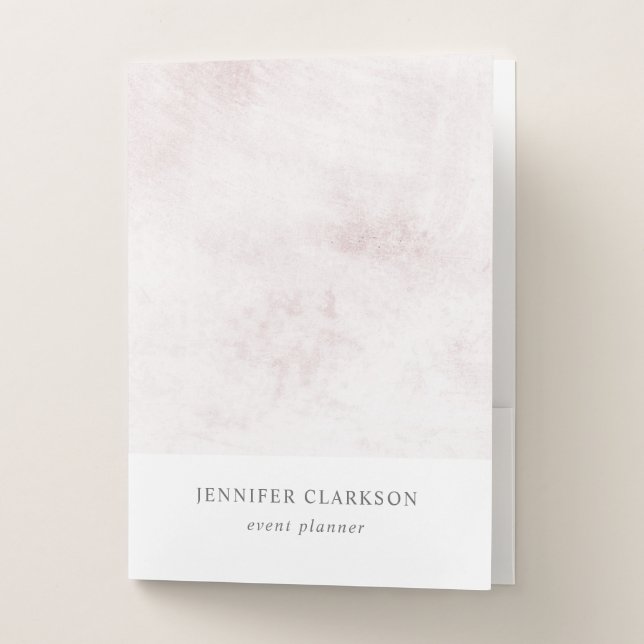 Modern chic white brushed marble pattern pocket folder (Front)