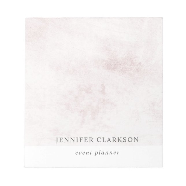 Modern chic white brushed marble personalized notepad (Front)