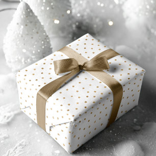 Modern Chic White Faux Gold Stripe, Chevron & Dots Wrapping Paper Sheets
