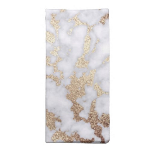 Modern Chic White Gold Foil Marble Pattern Cloth Napkin
