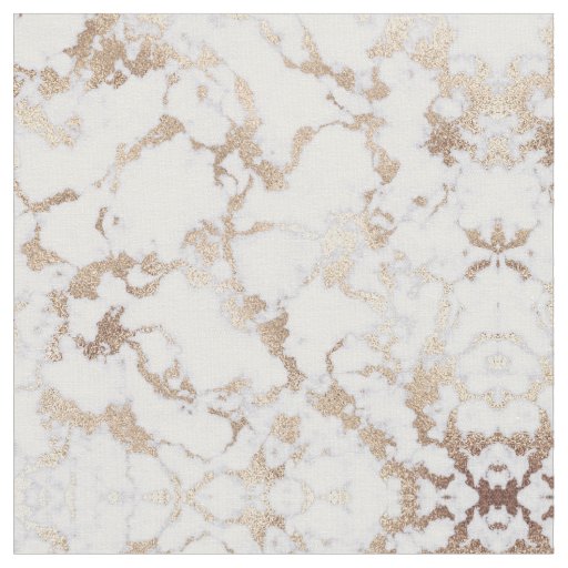 Modern Chic White Gold Foil Marble Pattern Fabric