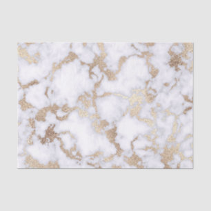 Modern Chic White Gold Foil Marble Pattern Tissue Paper