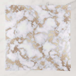 Modern Chic White Gold Foil Marble Pattern Trinket Tray