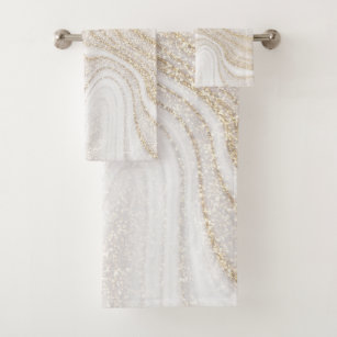 Nadir Pearl White/ Gold Bath Towel