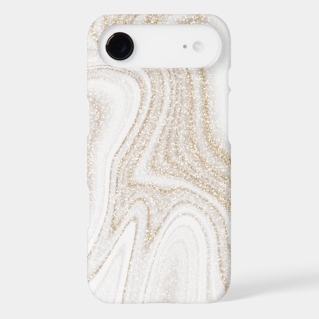 Modern chic white marble gold glitter Case-Mate iPhone case (Back)