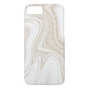 Modern chic white marble gold glitter iPhone 8/7 case