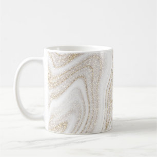 Modern chic white marble gold glitter coffee mug