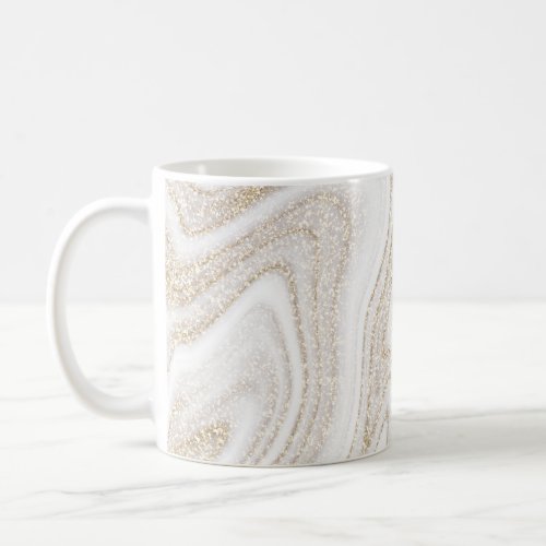 Modern chic white marble gold glitter coffee mug