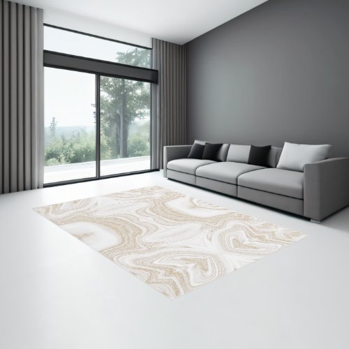 Modern chic white marble gold glitter  rug