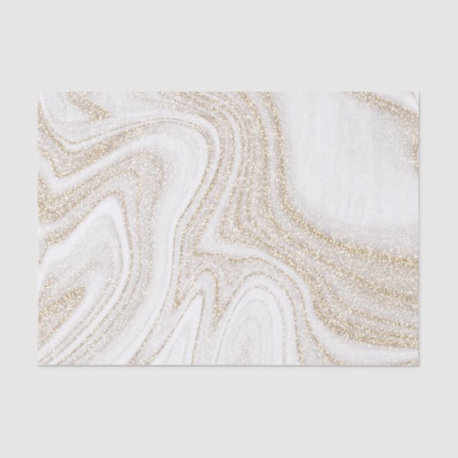 Modern chic white marble gold glitter tissue paper (Front)