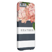 MODERN Chic Wide Stripes Vintage Hydrangea Floral Case-Mate iPhone Case (Back/Right)