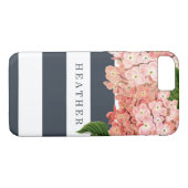 MODERN Chic Wide Stripes Vintage Hydrangea Floral Case-Mate iPhone Case (Back (Horizontal))