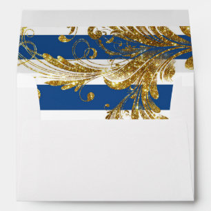 MODERN Chic Wide Stripes w Glitter Scroll Flourish Envelope