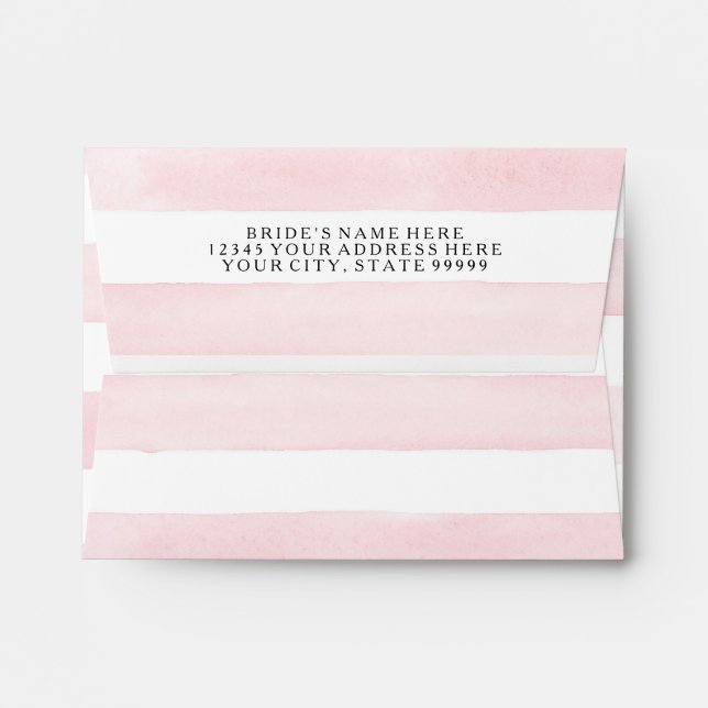 MODERN Chic Wide Stripes w Roses A2 Thank You Note Envelope (Back (Top Flap))